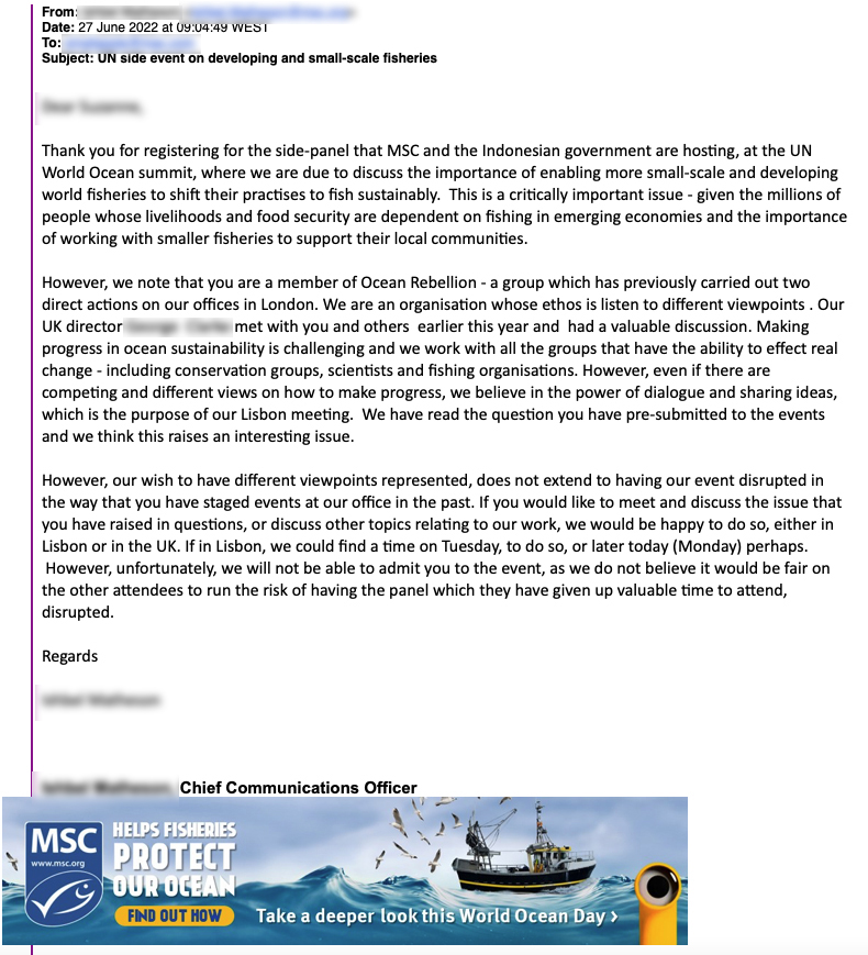 Letter from MSC